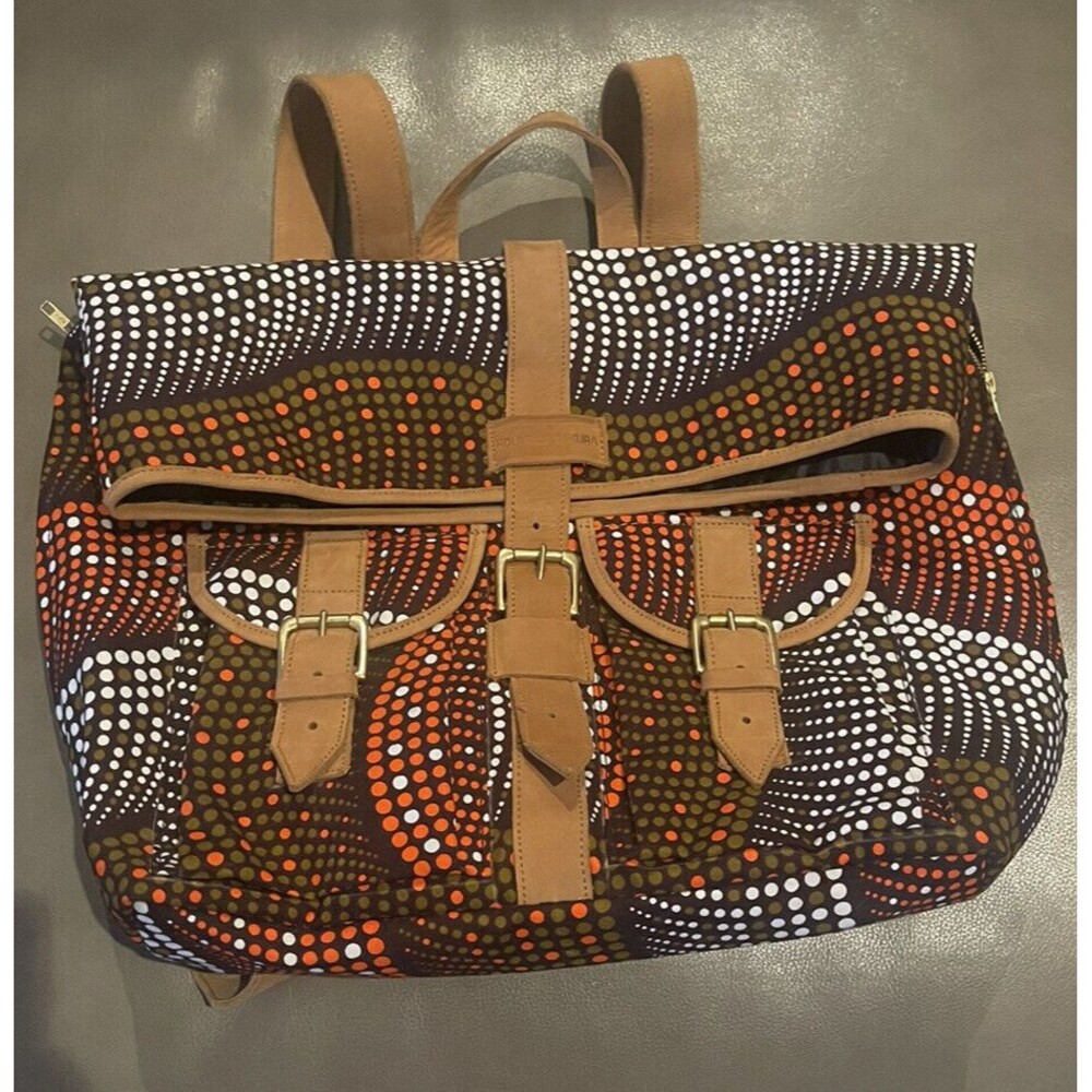 House Of Takura Sackpack In African Print x Leather Luxury Backpack New Rare